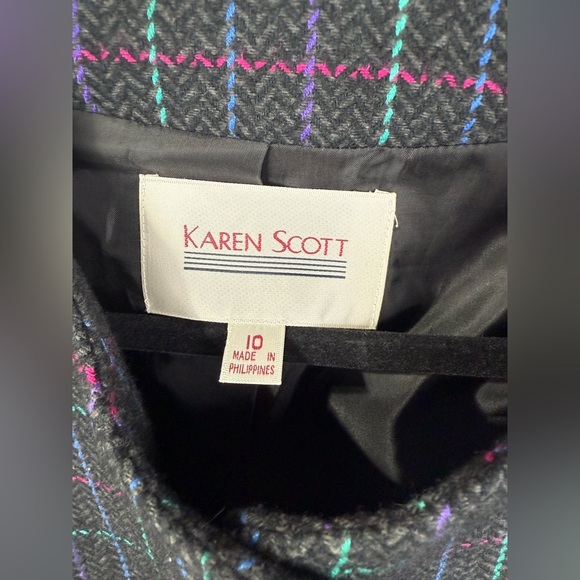 Vintage Karen Scott women’s colorful plaid gray cropped blazer jacket. Size 10 - Picture 4 of 6